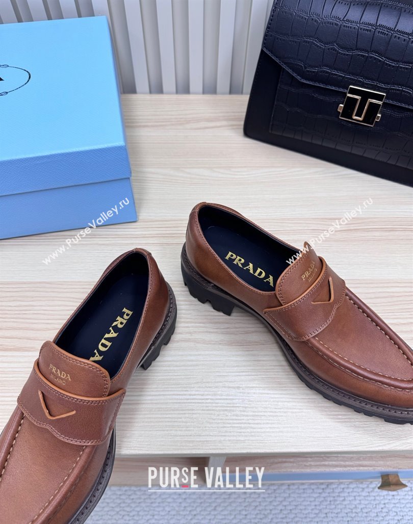 Prada Leather loafers Brown 2025 1D877N (MD-250424128)