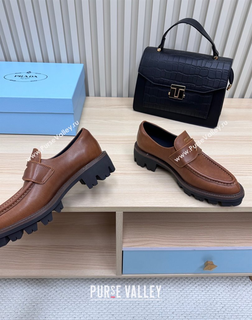 Prada Leather loafers Brown 2025 1D877N (MD-250424128)