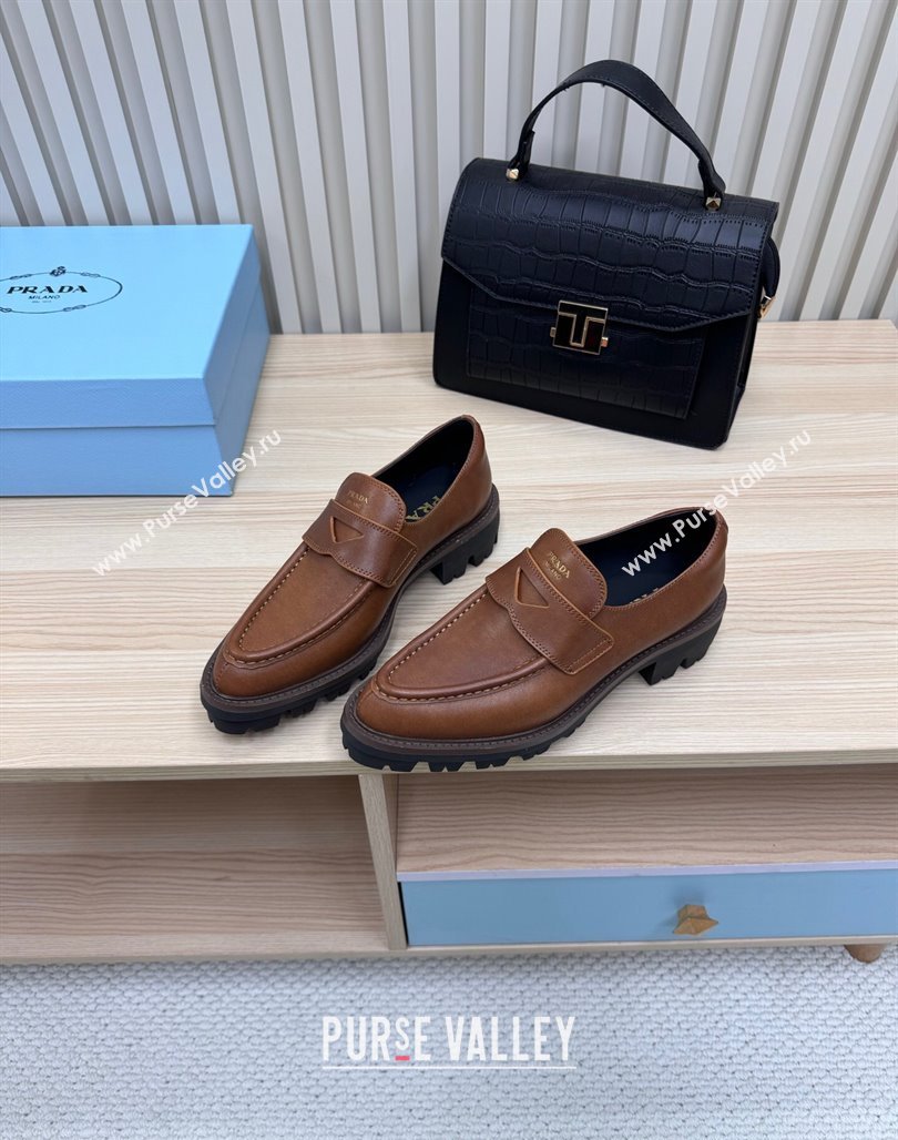 Prada Leather loafers Brown 2025 1D877N (MD-250424128)