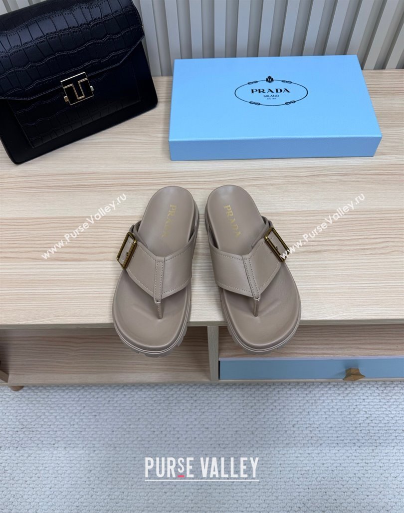 Prada Leather Flat Thong Slide Sandal Grey 2025 PR042404 (MD-250424129)