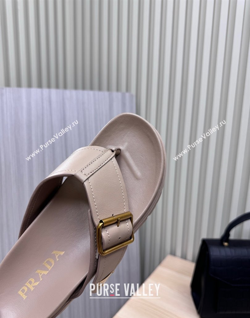 Prada Leather Flat Thong Slide Sandal Grey 2025 PR042404 (MD-250424129)