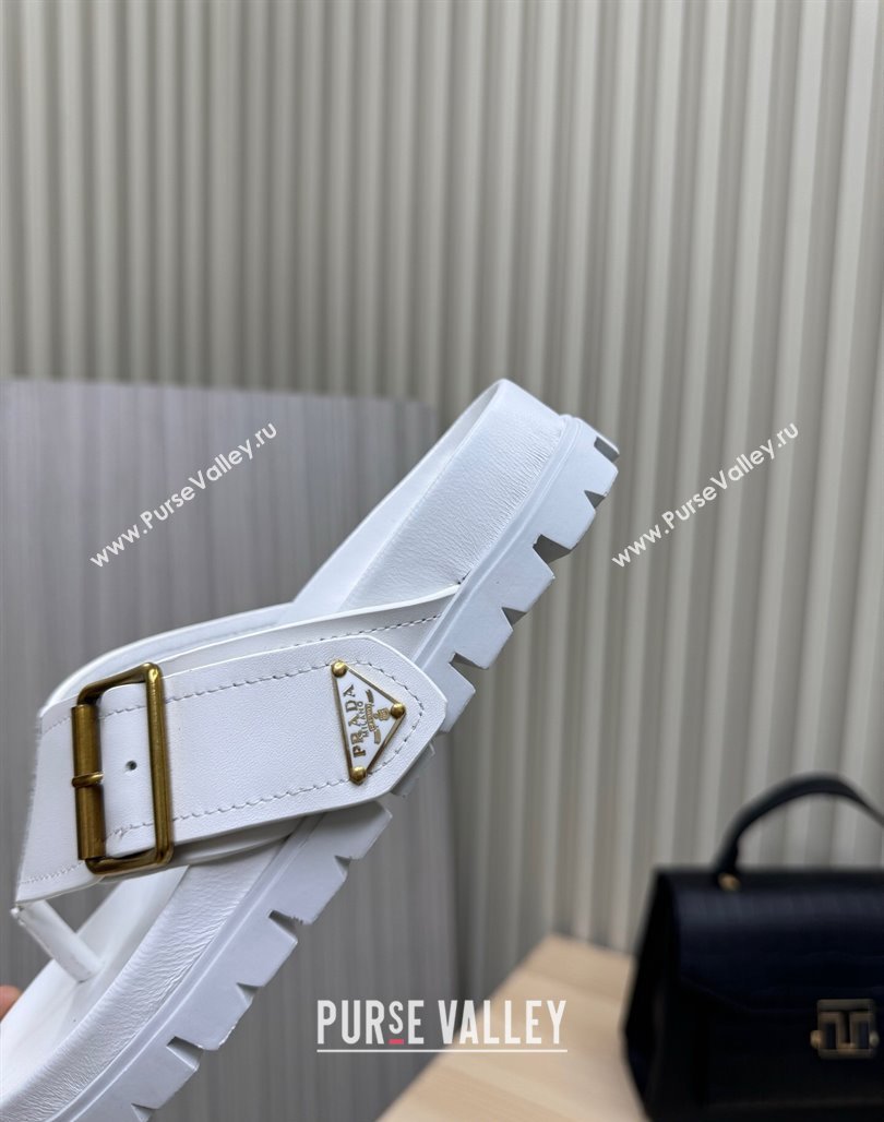 Prada Leather Flat Thong Slide Sandal White 2025 PR042404 (MD-250424130)