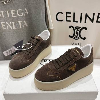 Prada Downtown Bold Suede Sneakers Dark Brown 2025 1E928N (MD-250424089)