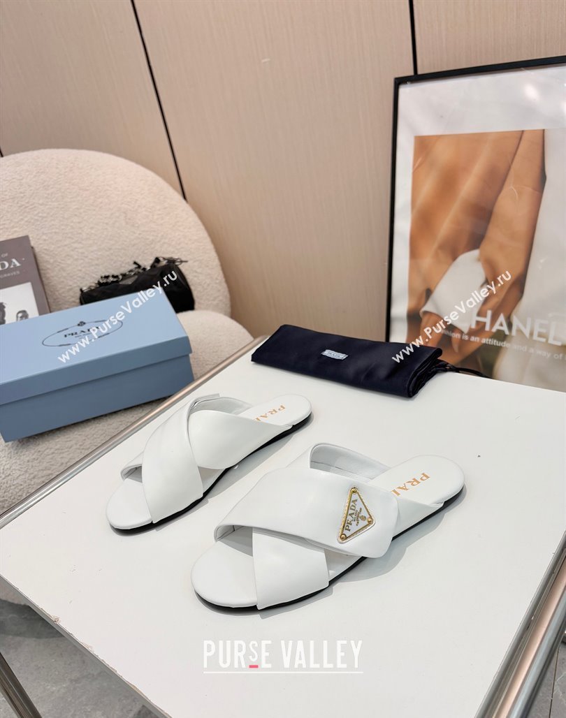 Prada Padded nappa leather slides sandal White 2025 1XX713 (MD-250424120)