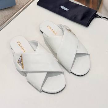 Prada Padded nappa leather slides sandal White 2025 1XX713 (MD-250424120)