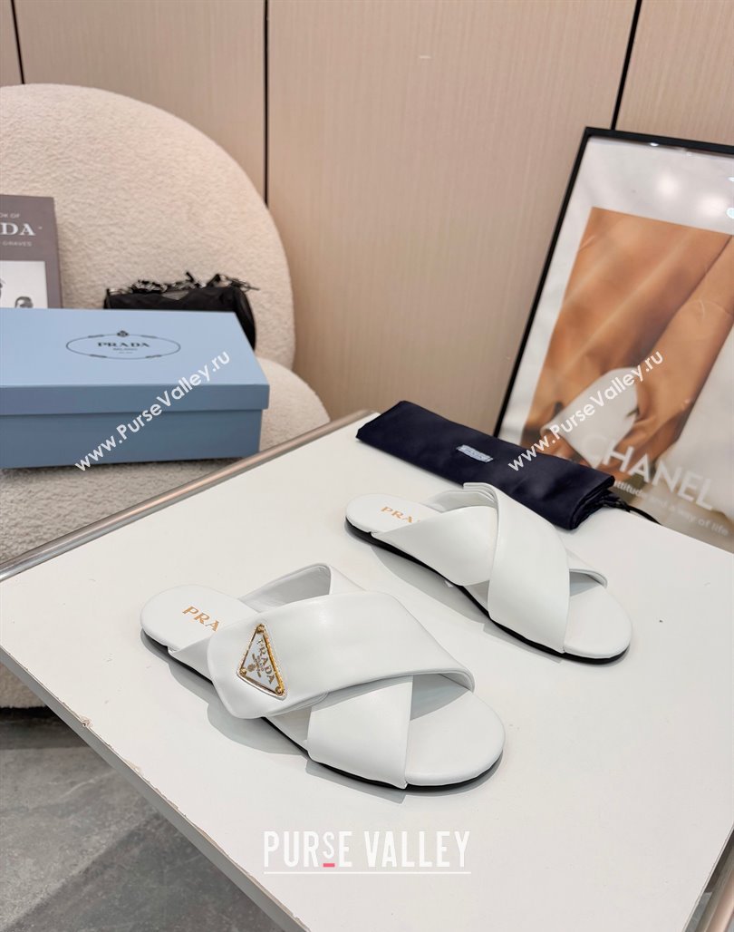 Prada Padded nappa leather slides sandal White 2025 1XX713 (MD-250424120)