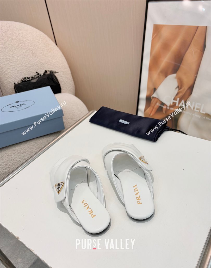 Prada Padded nappa leather slides sandal White 2025 1XX713 (MD-250424120)