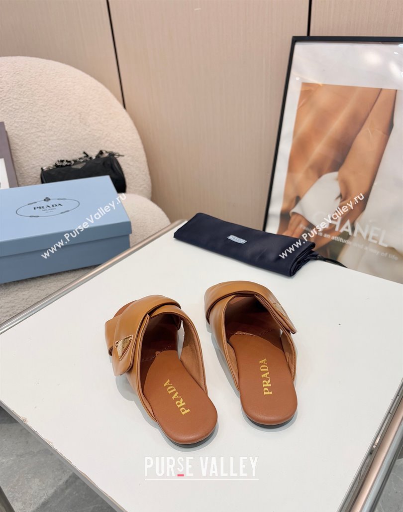 Prada Padded nappa leather slides sandal Brown 2025 1XX713 (MD-250424121)