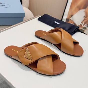 Prada Padded nappa leather slides sandal Brown 2025 1XX713 (MD-250424121)