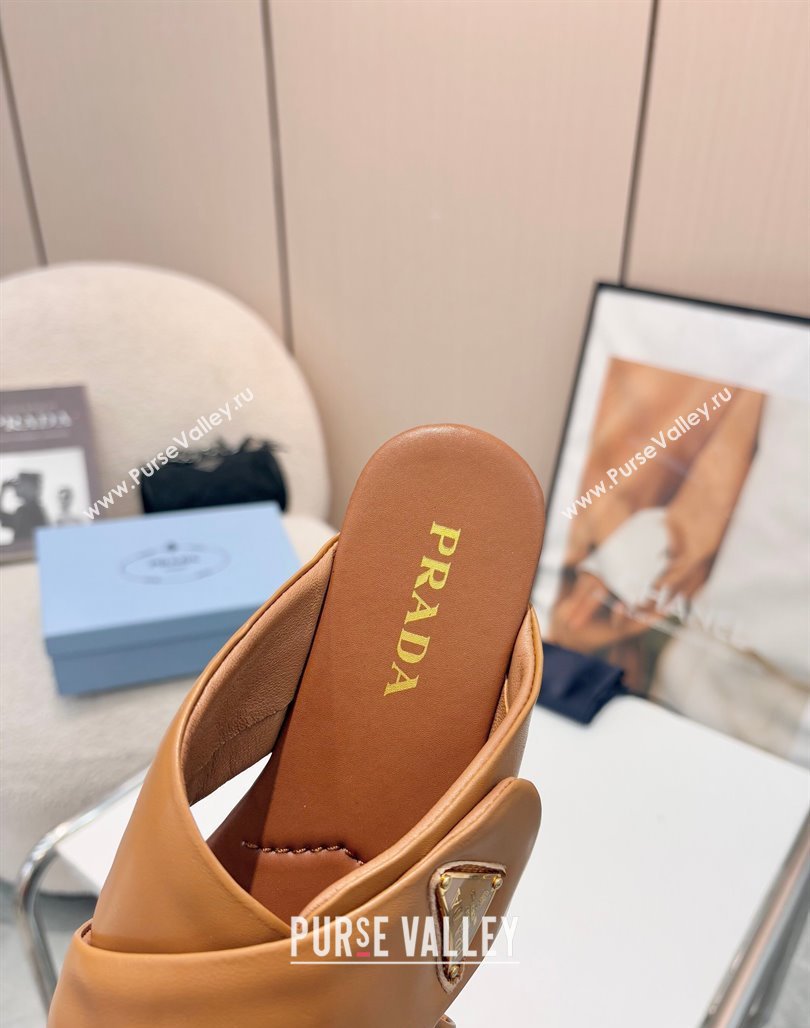 Prada Padded nappa leather slides sandal Brown 2025 1XX713 (MD-250424121)