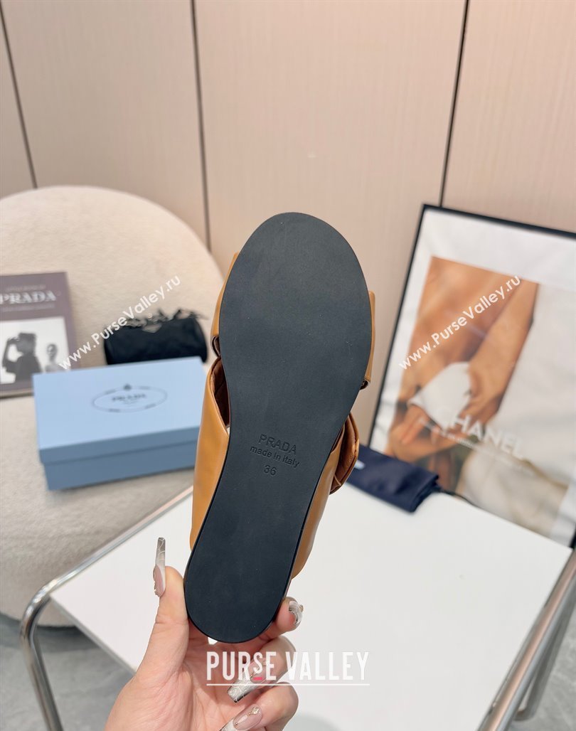 Prada Padded nappa leather slides sandal Brown 2025 1XX713 (MD-250424121)