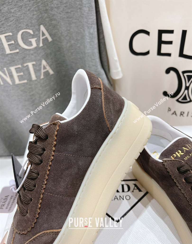 Prada Downtown Bold Suede Sneakers Dark Brown 2025 1E928N (MD-250424089)