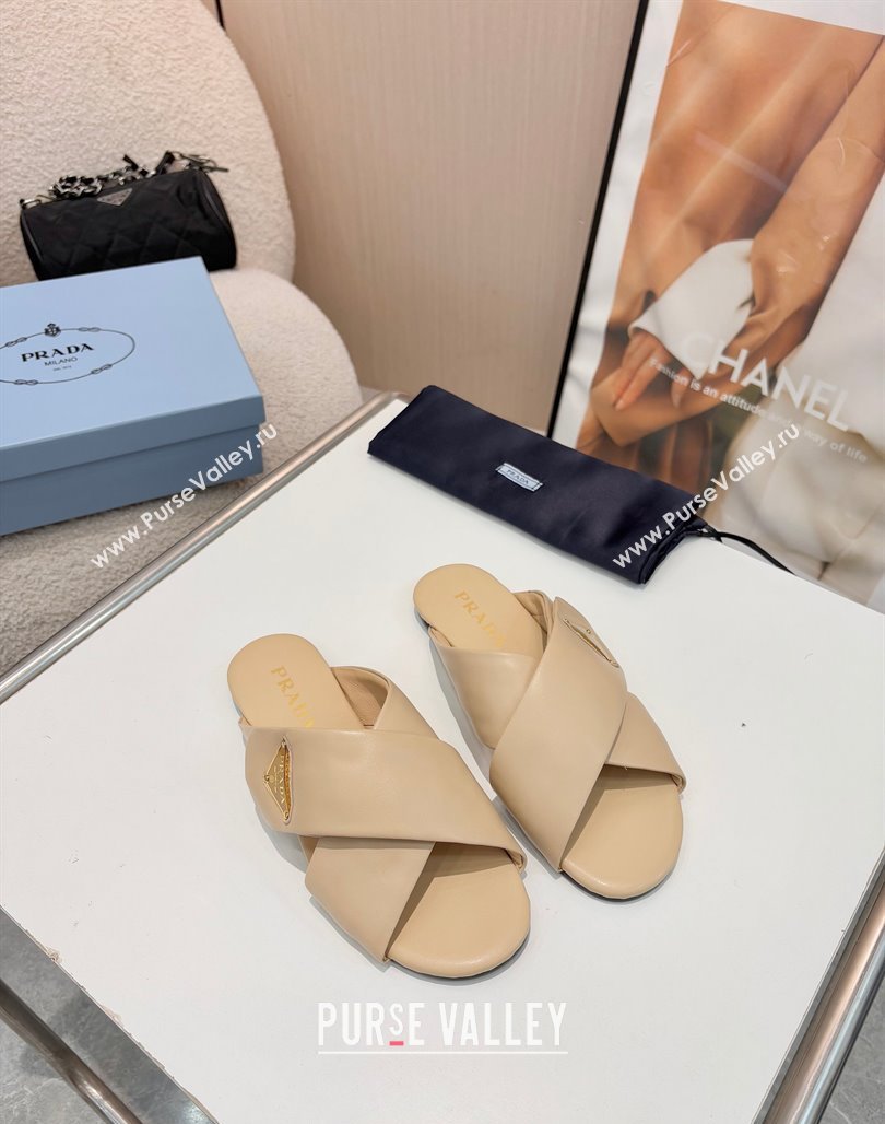 Prada Padded nappa leather slides sandal Beige 2025 1XX713 (MD-250424122)