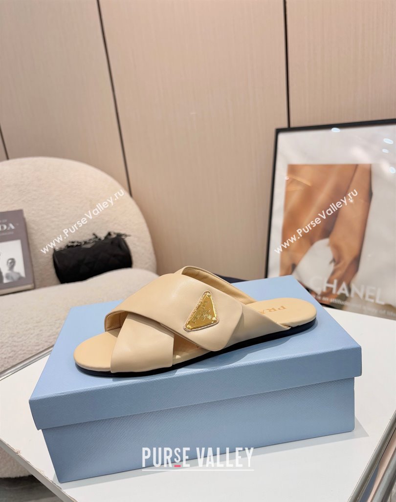 Prada Padded nappa leather slides sandal Beige 2025 1XX713 (MD-250424122)