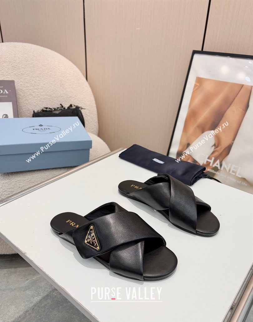 Prada Padded nappa leather slides sandal Black 2025 1XX713 (MD-250424123)