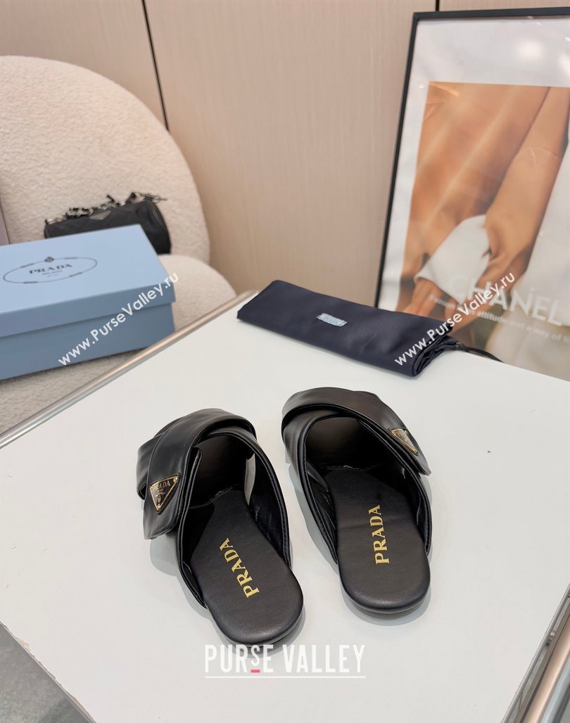 Prada Padded nappa leather slides sandal Black 2025 1XX713 (MD-250424123)