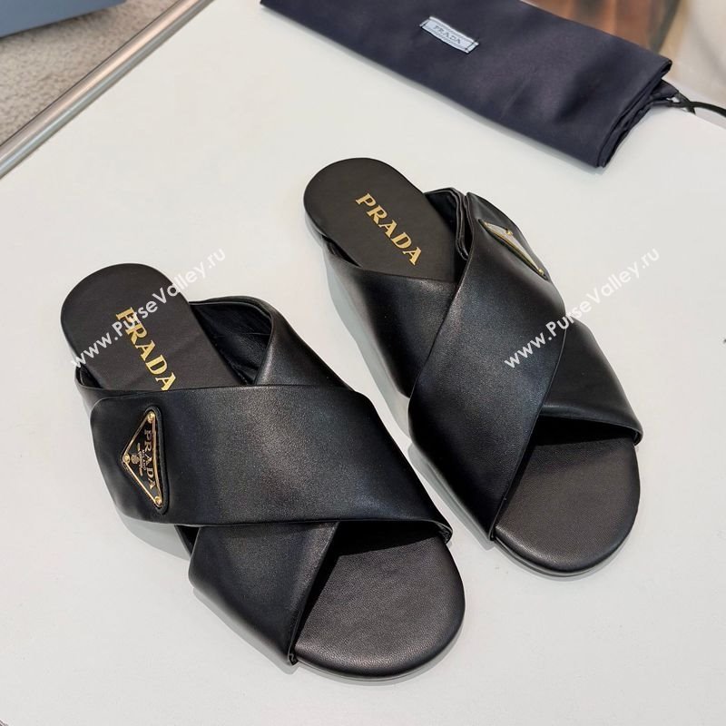 Prada Padded nappa leather slides sandal Black 2025 1XX713 (MD-250424123)