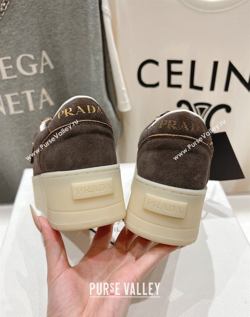 Prada Downtown Bold Suede Sneakers Dark Brown 2025 1E928N (MD-250424089)