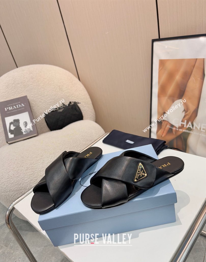 Prada Padded nappa leather slides sandal Black 2025 1XX713 (MD-250424123)