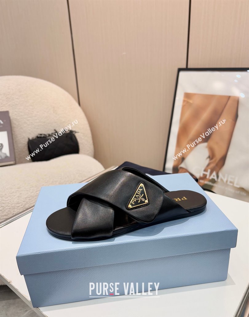 Prada Padded nappa leather slides sandal Black 2025 1XX713 (MD-250424123)