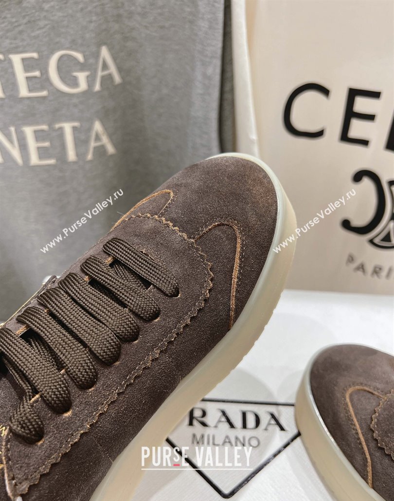 Prada Downtown Bold Suede Sneakers Dark Brown 2025 1E928N (MD-250424089)