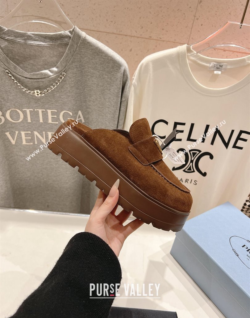 Prada Suede Platform Mules Cocoa Brown 2025 1XZ778 (MD-250424084)