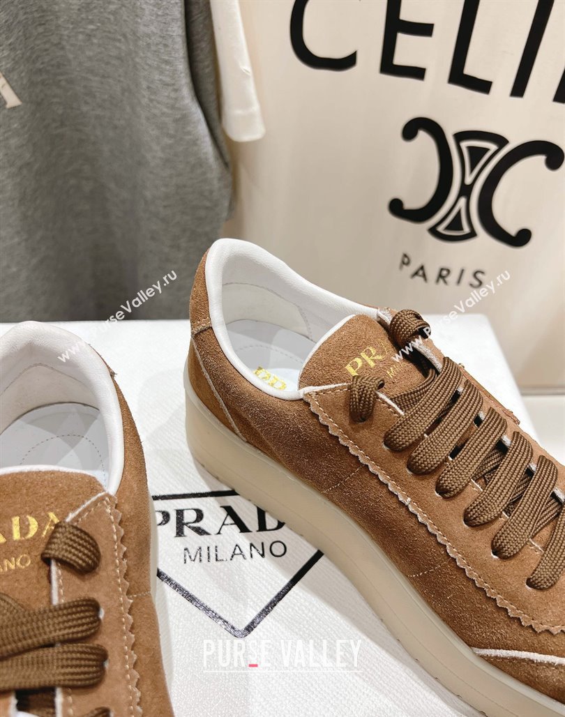 Prada Downtown Bold Suede Sneakers Tan Brown 2025 1E928N (MD-250424090)