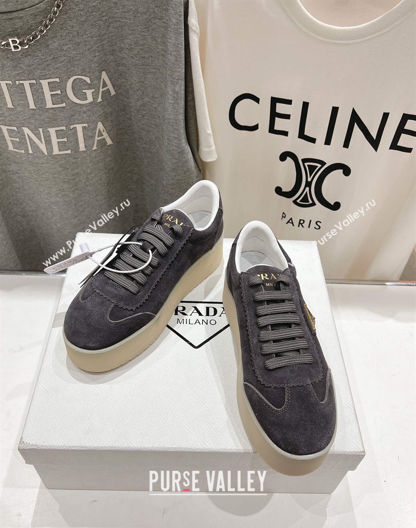 Prada Downtown Bold Suede Sneakers Grey 2025 1E928N (MD-250424091)