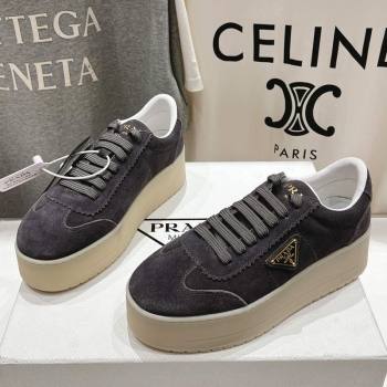 Prada Downtown Bold Suede Sneakers Grey 2025 1E928N (MD-250424091)