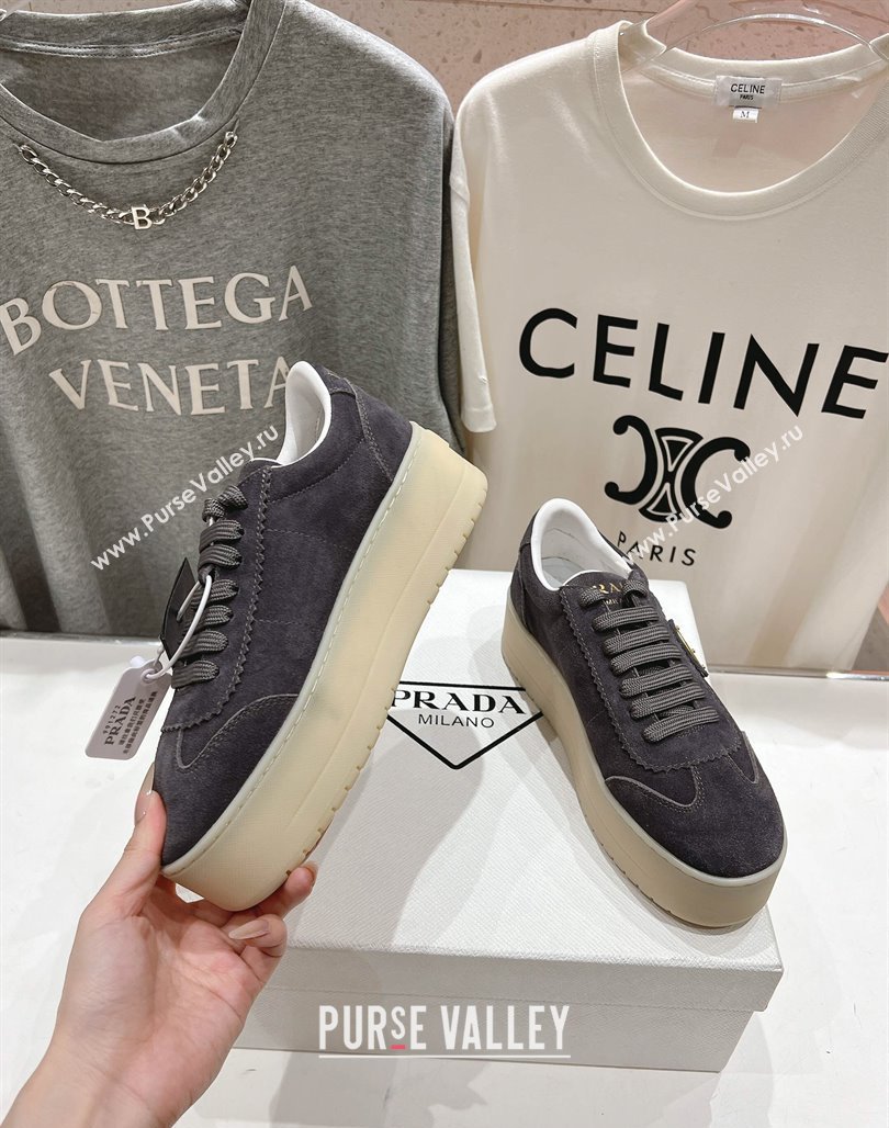 Prada Downtown Bold Suede Sneakers Grey 2025 1E928N (MD-250424091)