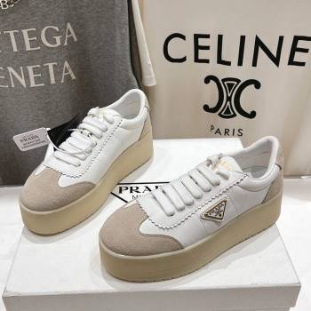 Prada Downtown Bold Nappa Leather and Suede Sneakers White 2025 1E928N (MD-250424092)