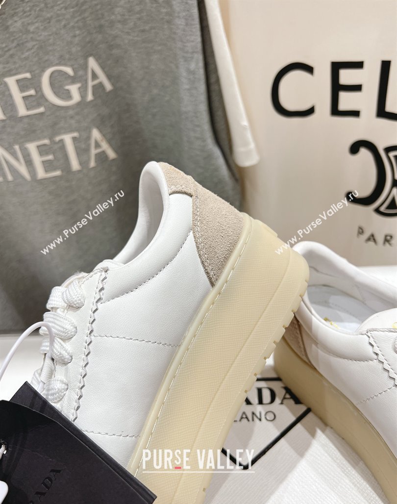 Prada Downtown Bold Nappa Leather and Suede Sneakers White 2025 1E928N (MD-250424092)