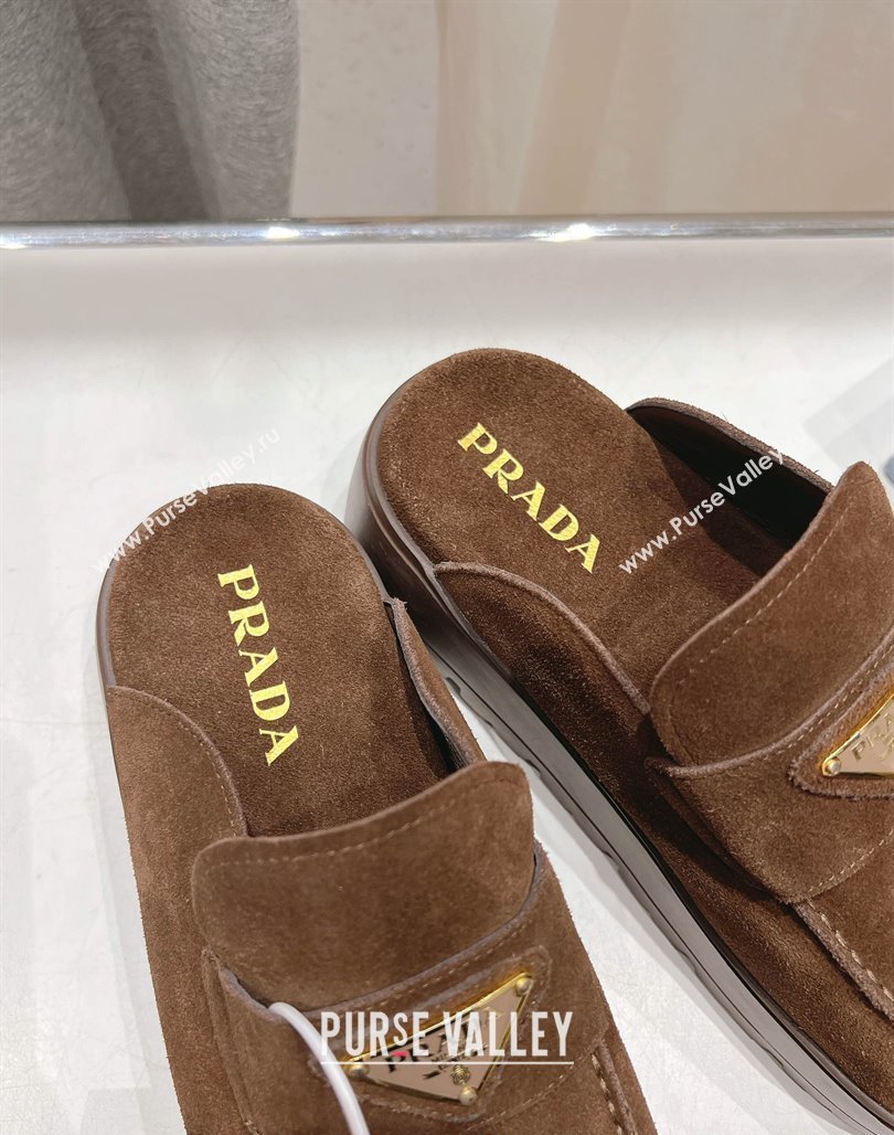 Prada Suede Platform Mules Cocoa Brown 2025 1XZ778 (MD-250424084)