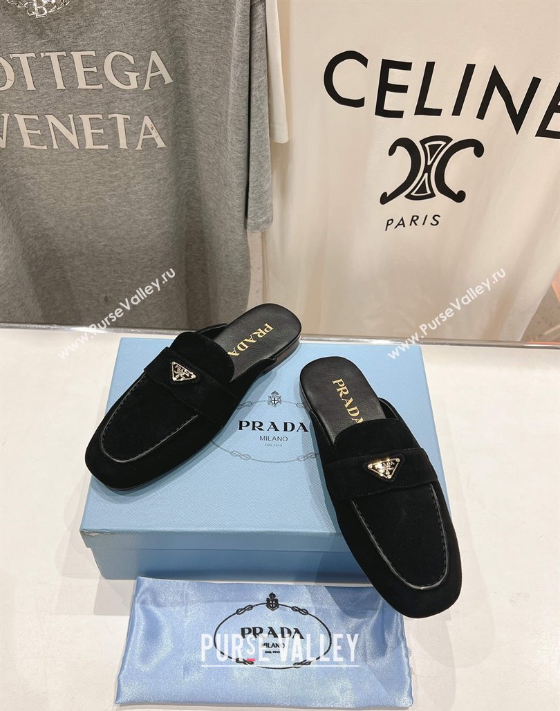 Prada Suede Mules/Slippers Black 2025 1D766N (SS-250424163)