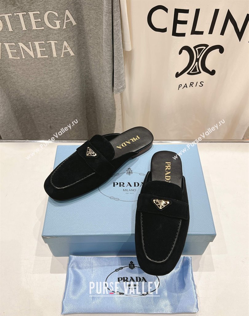 Prada Suede Mules/Slippers Black 2025 1D766N (SS-250424163)