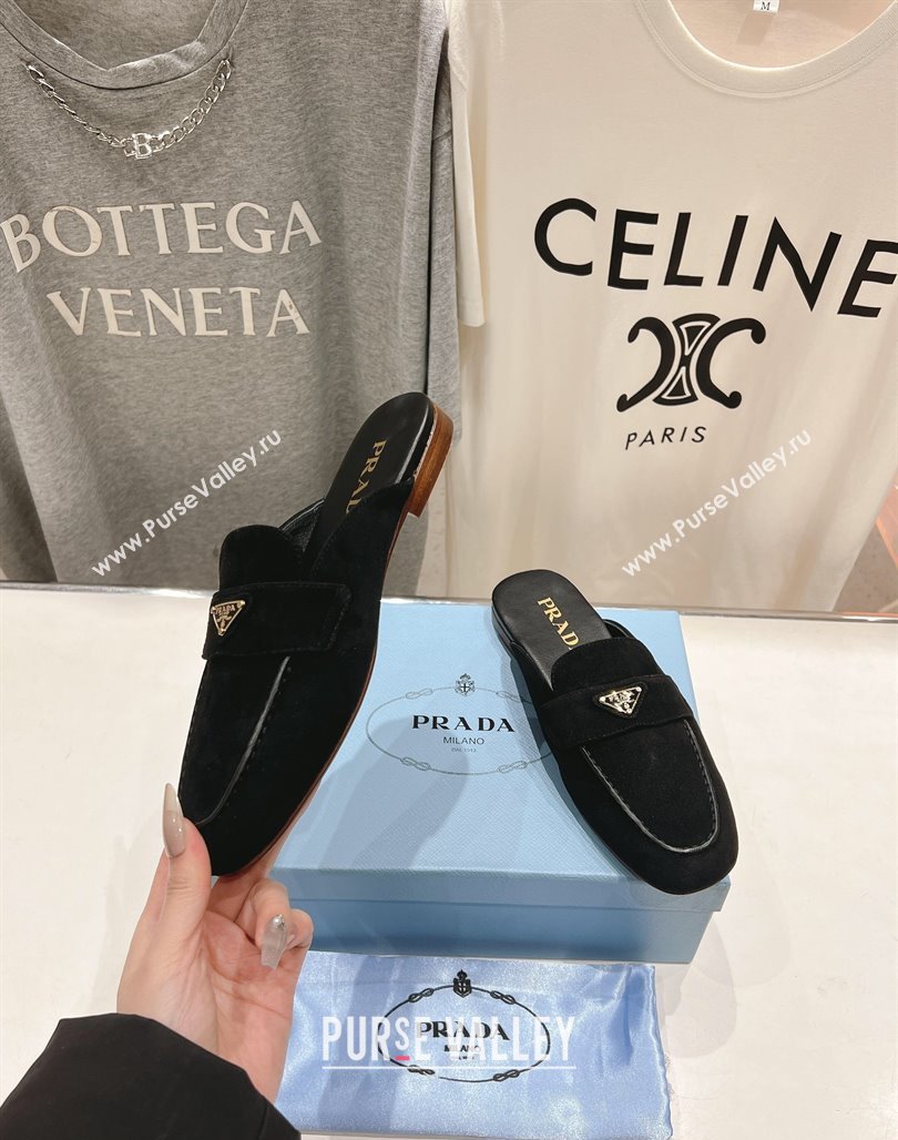 Prada Suede Mules/Slippers Black 2025 1D766N (SS-250424163)
