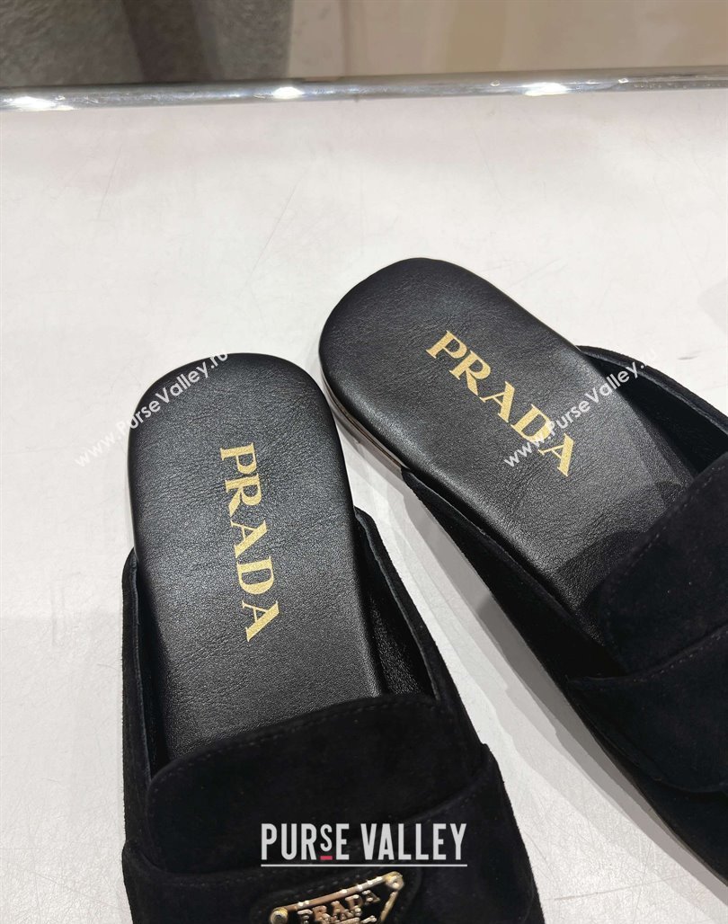 Prada Suede Mules/Slippers Black 2025 1D766N (SS-250424163)