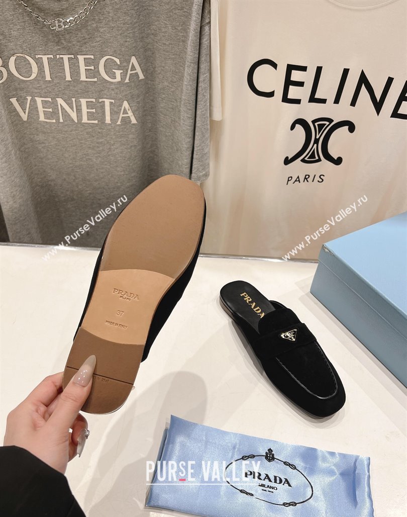 Prada Suede Mules/Slippers Black 2025 1D766N (SS-250424163)