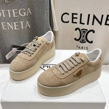 Prada Downtown Bold Suede Sneakers Beige 2025 1E928N (MD-250424093)