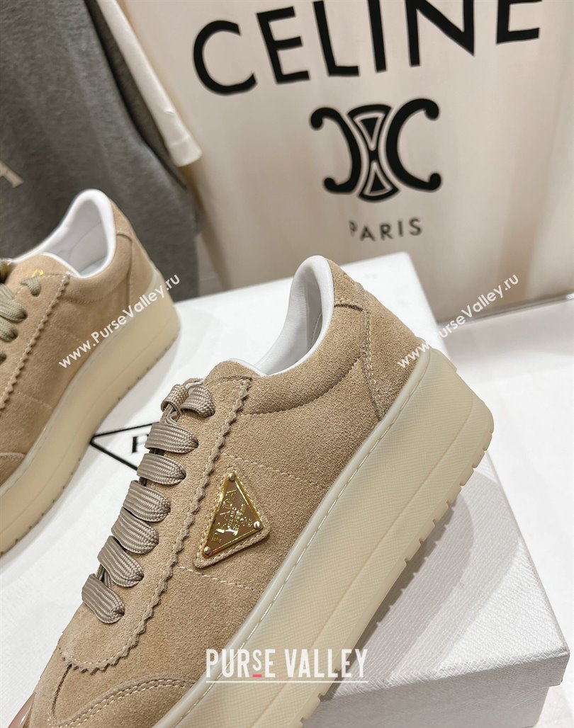 Prada Downtown Bold Suede Sneakers Beige 2025 1E928N (MD-250424093)