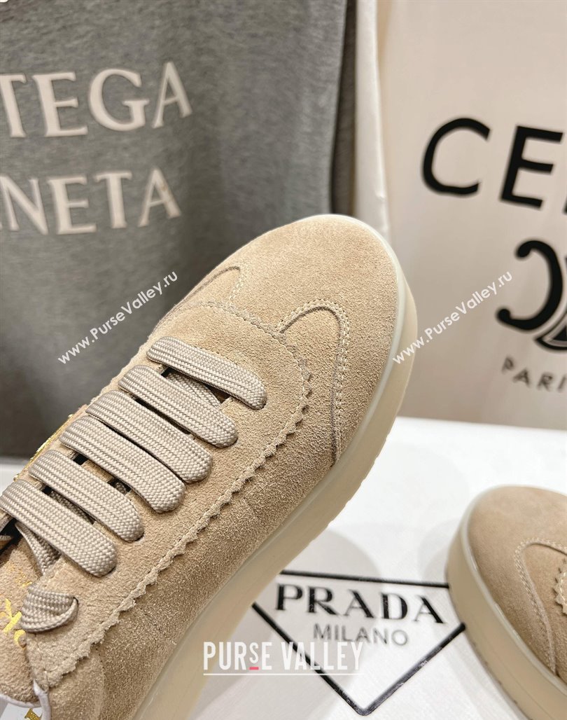 Prada Downtown Bold Suede Sneakers Beige 2025 1E928N (MD-250424093)