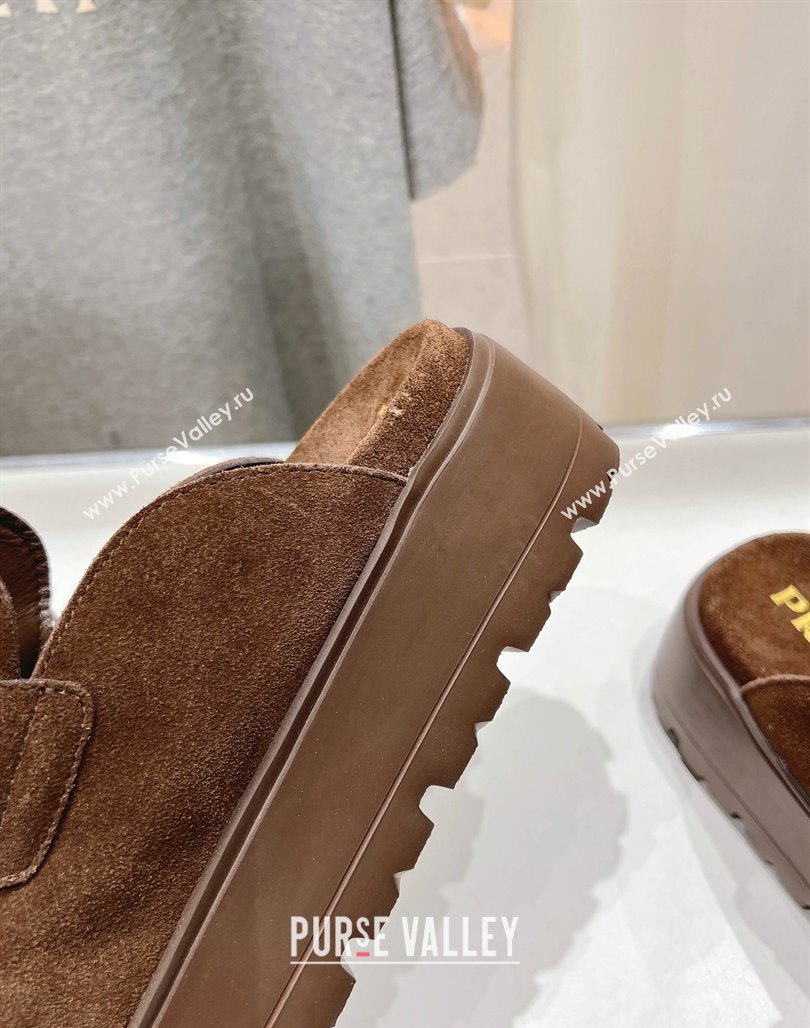 Prada Suede Platform Mules Cocoa Brown 2025 1XZ778 (MD-250424084)
