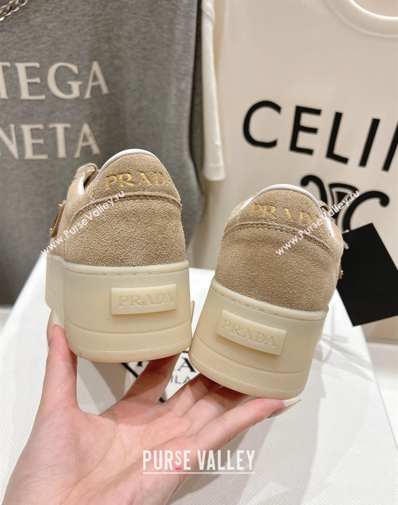 Prada Downtown Bold Suede Sneakers Beige 2025 1E928N (MD-250424093)