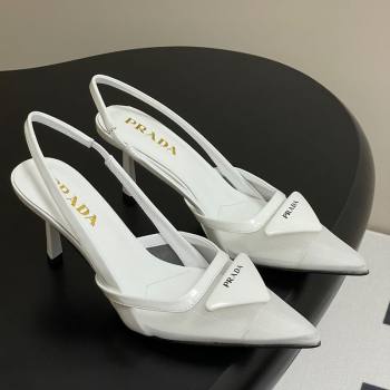 Prada Mesh fabric slingback pumps 7.5cm White 2025 1I891N (SS-250424159)