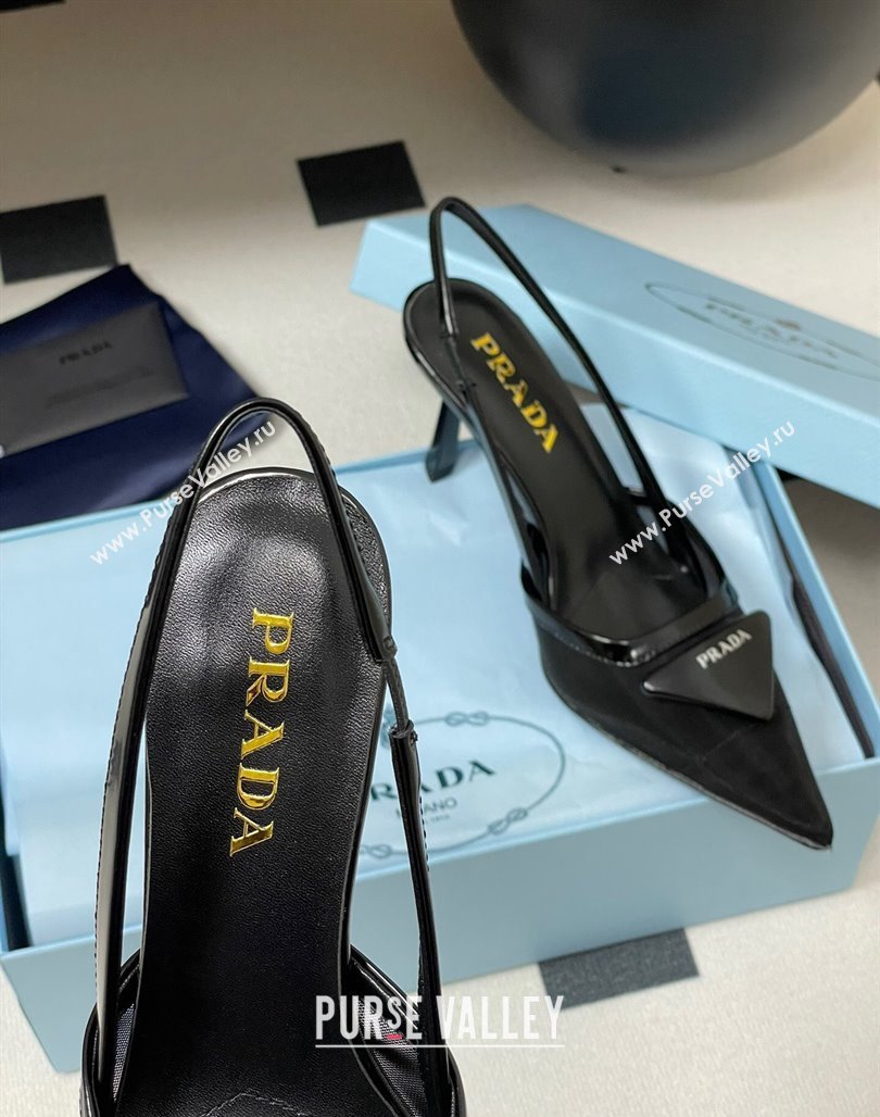 Prada Mesh fabric slingback pumps 7.5cm Black 2025 1I891N (SS-250424160)