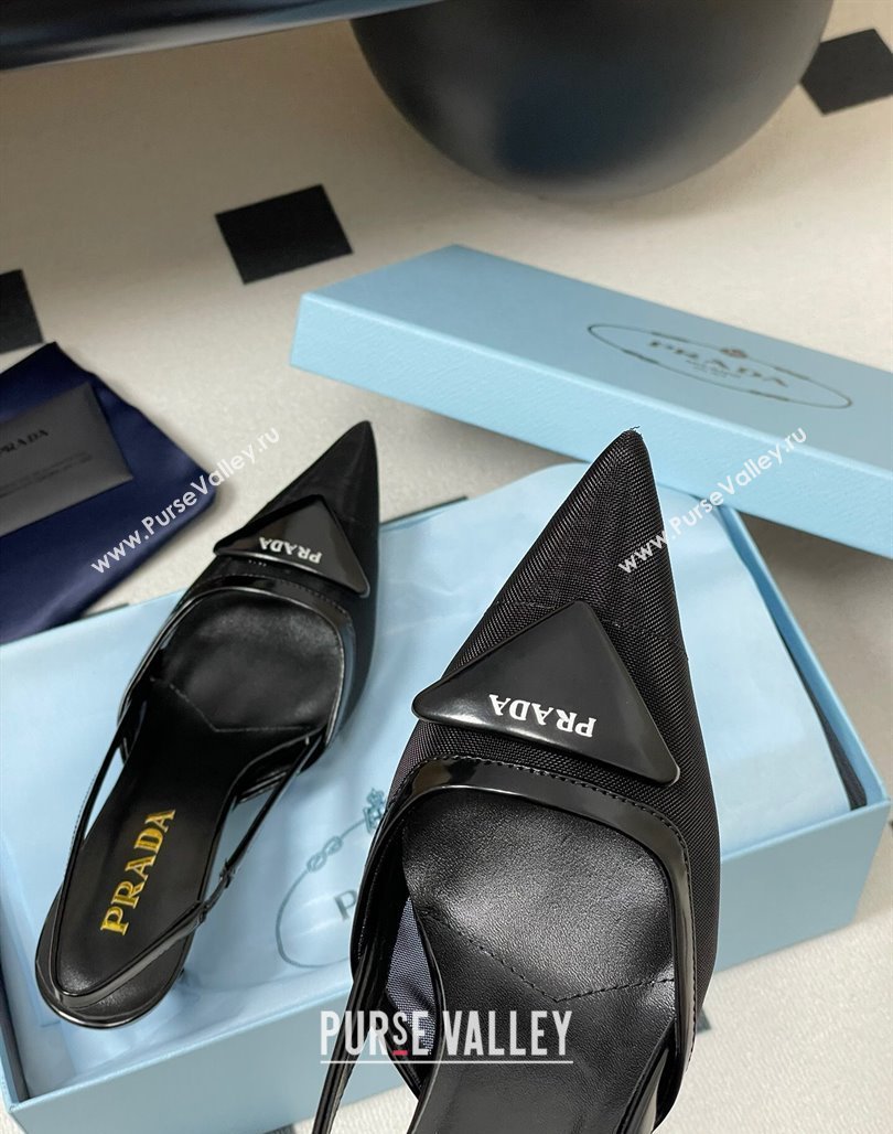 Prada Mesh fabric slingback pumps 7.5cm Black 2025 1I891N (SS-250424160)