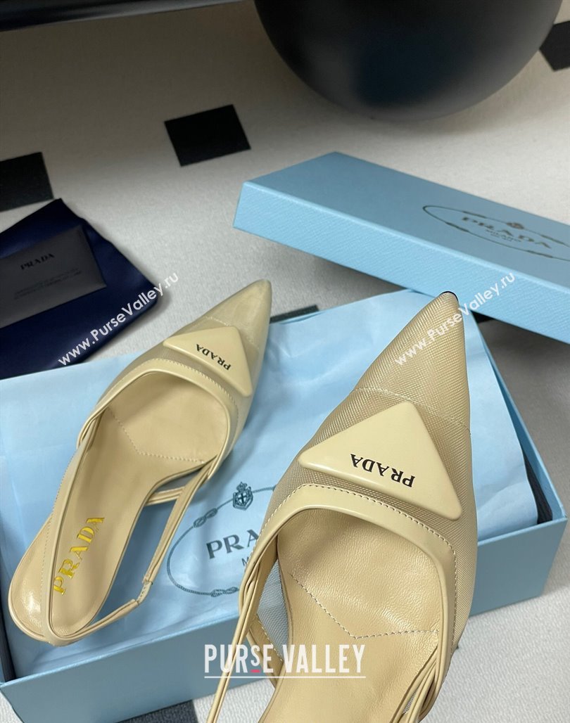 Prada Mesh fabric slingback pumps 7.5cm Beige 2025 1I891N (SS-250424161)
