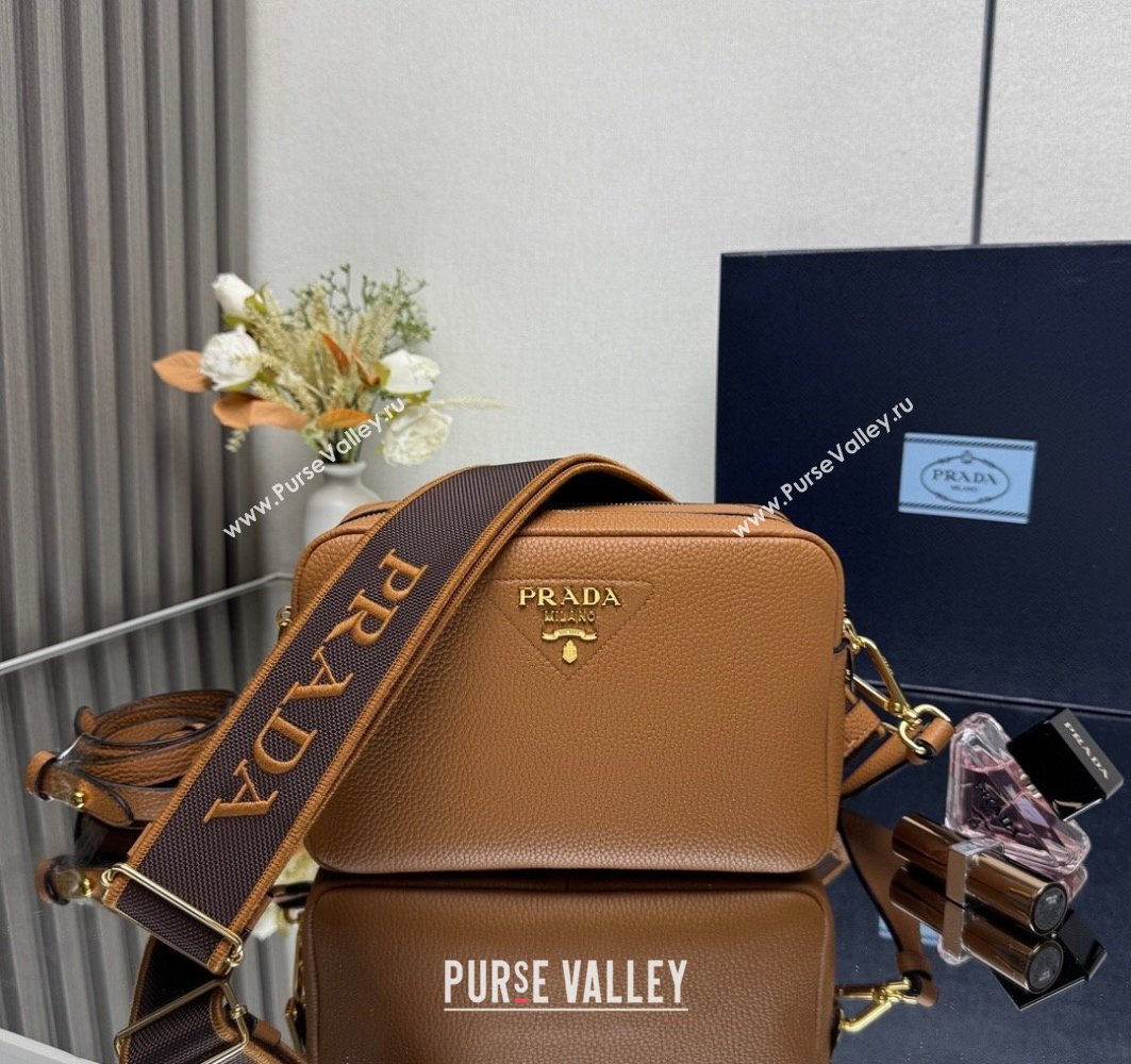 Prada Small leather shoulder bag 1BH082 Caramel Brown 2025 (YZ-250521001)