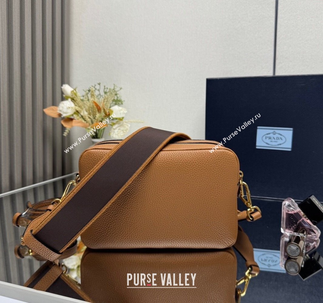 Prada Small leather shoulder bag 1BH082 Caramel Brown 2025 (YZ-250521001)