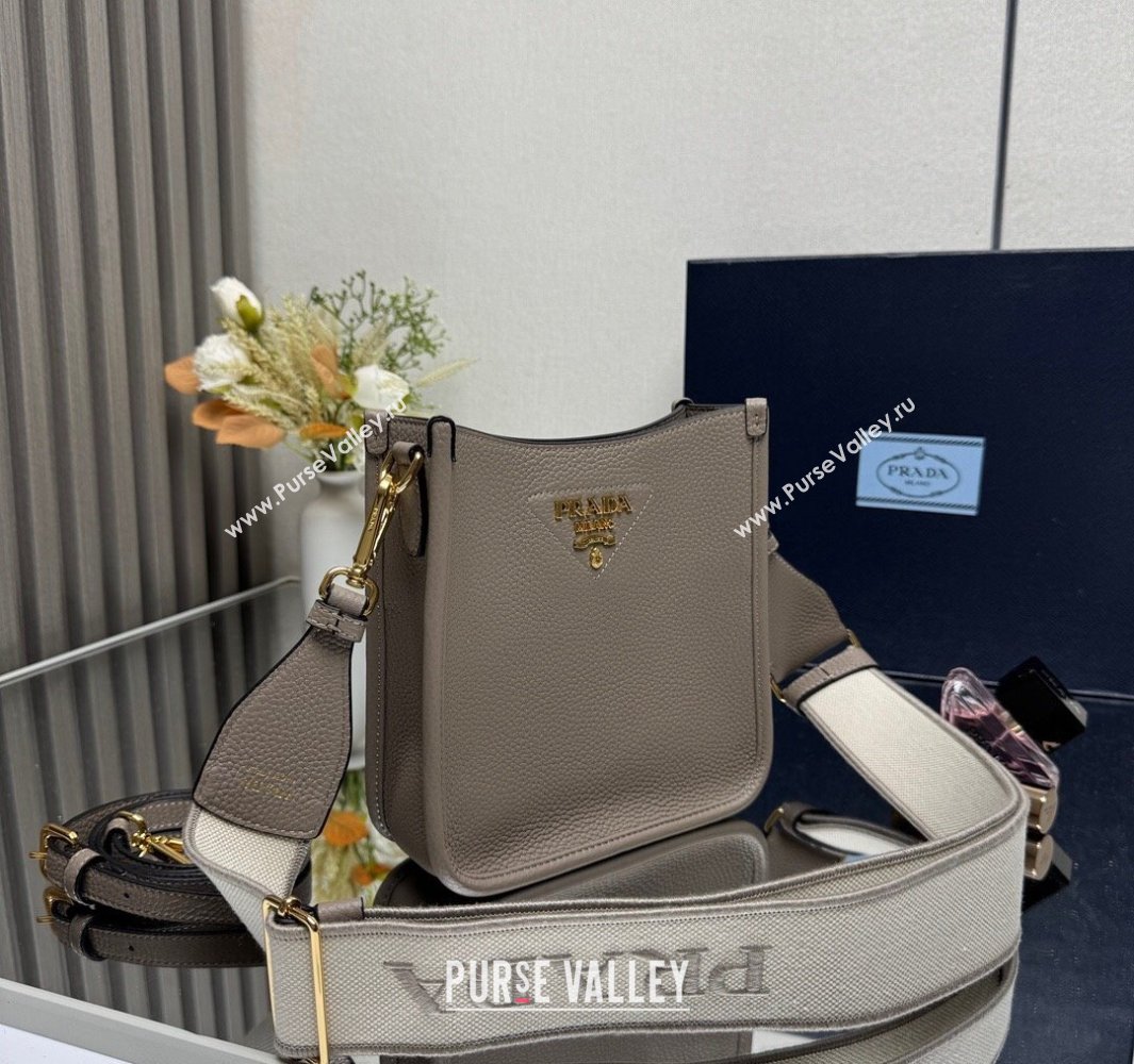 Prada Leather mini shoulder bag Clay Grey 2025 1BH191 (YZ-250521012)